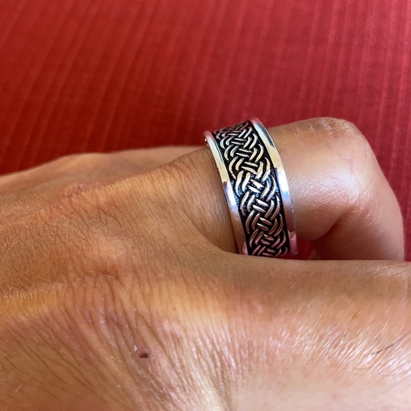 NEW 925 STERLING SILVER FANCY MEN’S WEDDING BAND - Picture 8 of 10